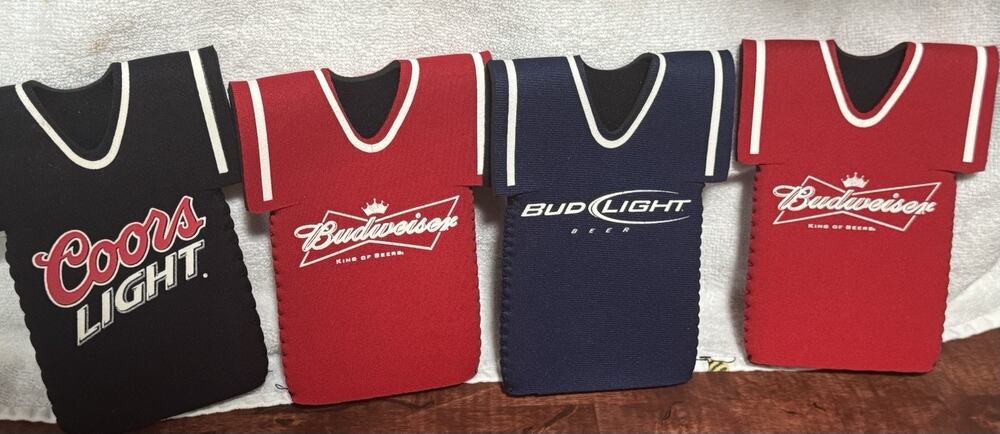 Budweiser King of Beers 12oz Jersey Neoprene Bottle Cooler Set of 3 (+ Coors)
